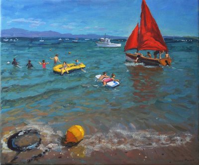 Gelbe Boje und rote Segel, Abersoch von Andrew Macara